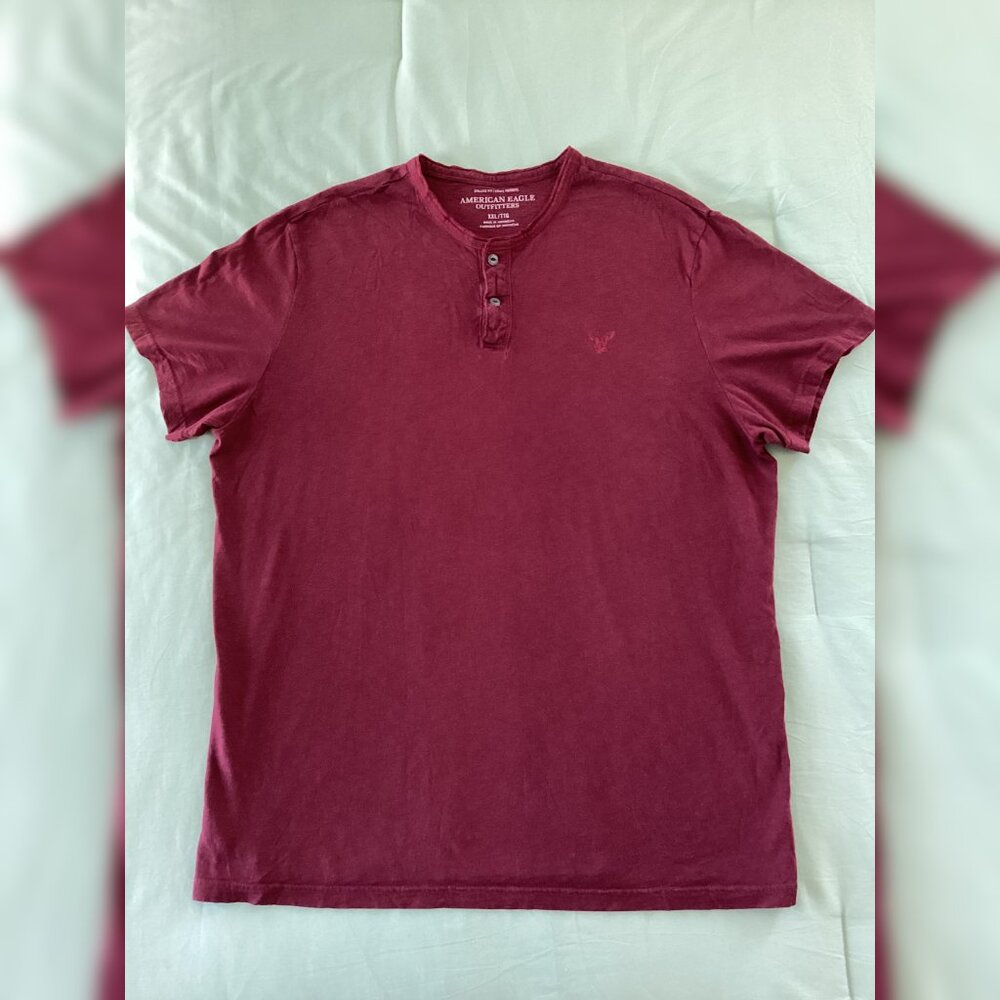 American Eagle Men’s Henley Shirt XXL – Maroon Red (Athletic Fit)